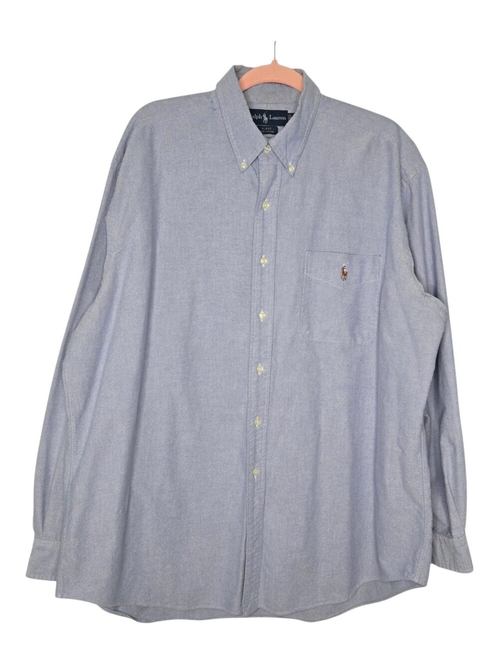Vintage Ralph Lauren Mens Blue Heather Cotton Blake Button Down Oxford Shirt XL